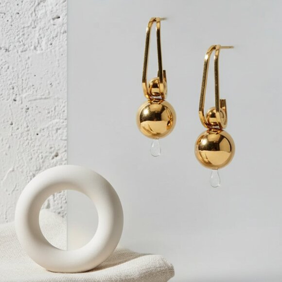 πChic Shine 18K Gold Plated Bead Drop Earrings - Perfect for Every Occasion π - Picture 8 of 15